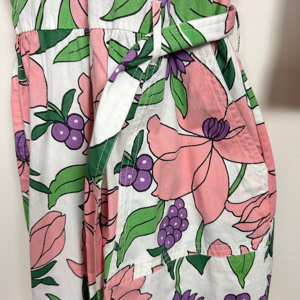 Banjanan White Pink Floral Cotton Tie Waist Dress Pockets Size M‎ - Picture 16 of 16